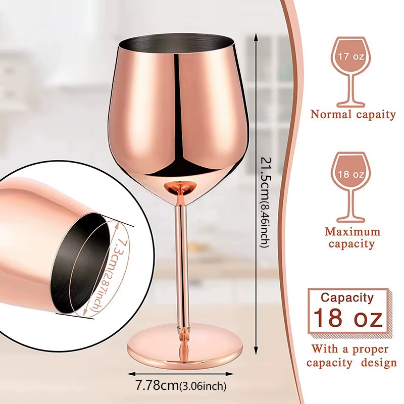 Verre à vin rouge et cocktail en acier inoxydable de 500 ml