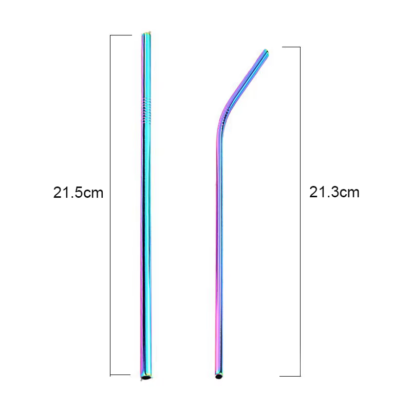 Pailles à boire colorées en acier inoxydable