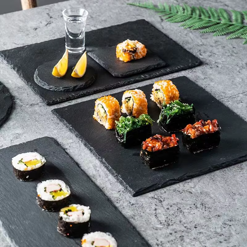 Assiettes à steak de l'Ouest en pierre noire