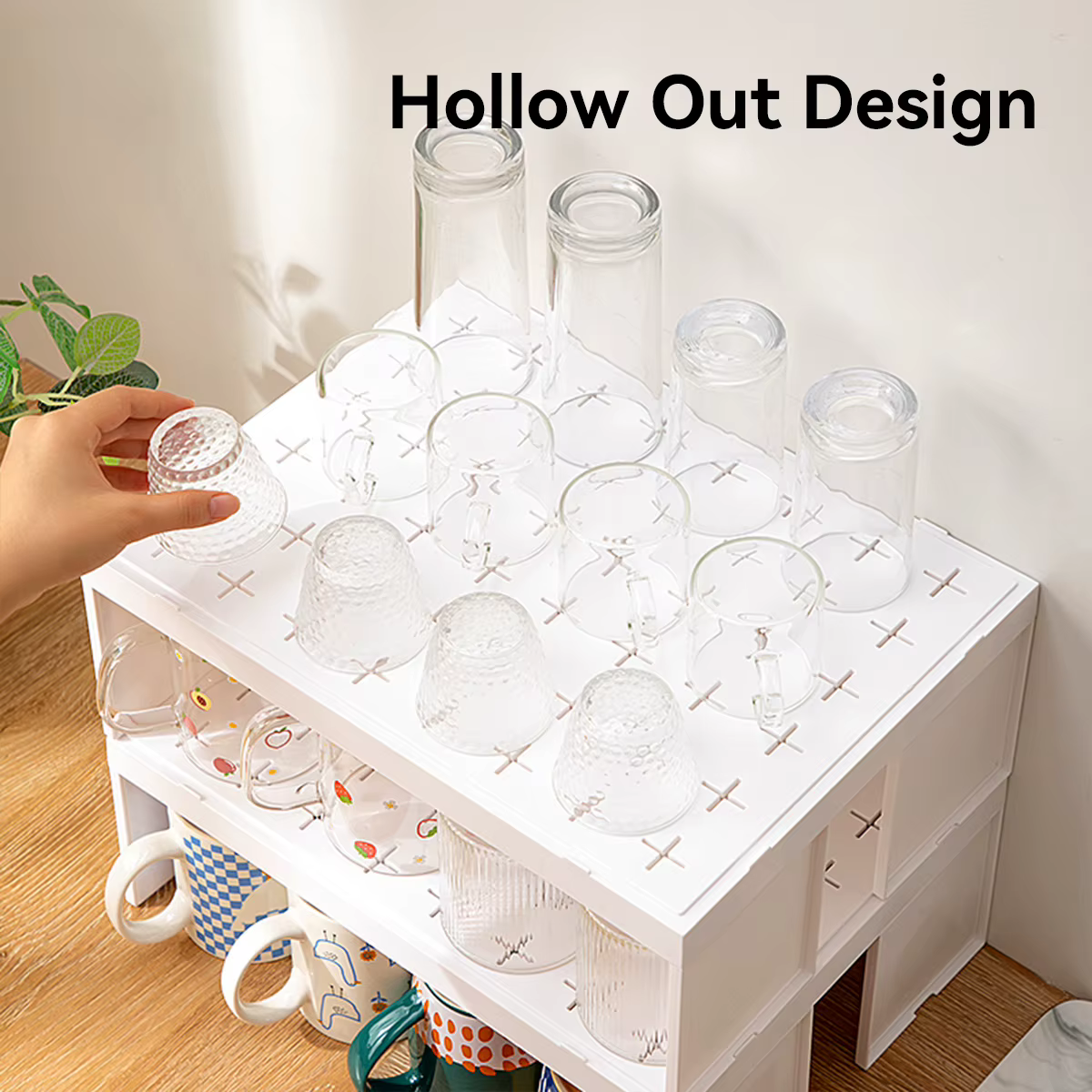 WORTHBUY armoire support de rangement de tasses empilable