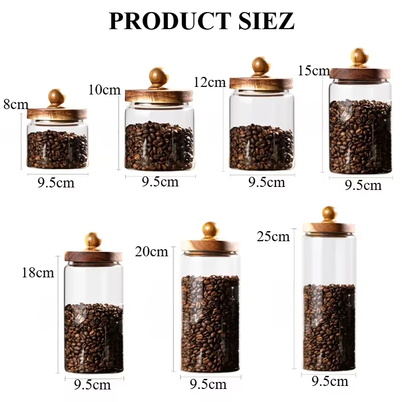 Bocal hermétique en verre pour grains de café