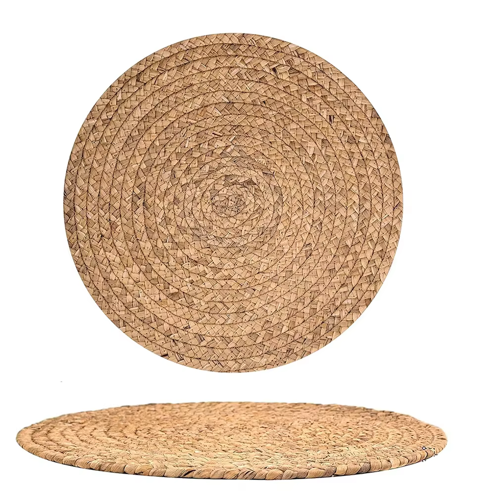 Napperon rond tissé Boho en rotin