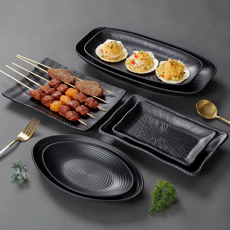 Plateaux à steak de mélamine noire