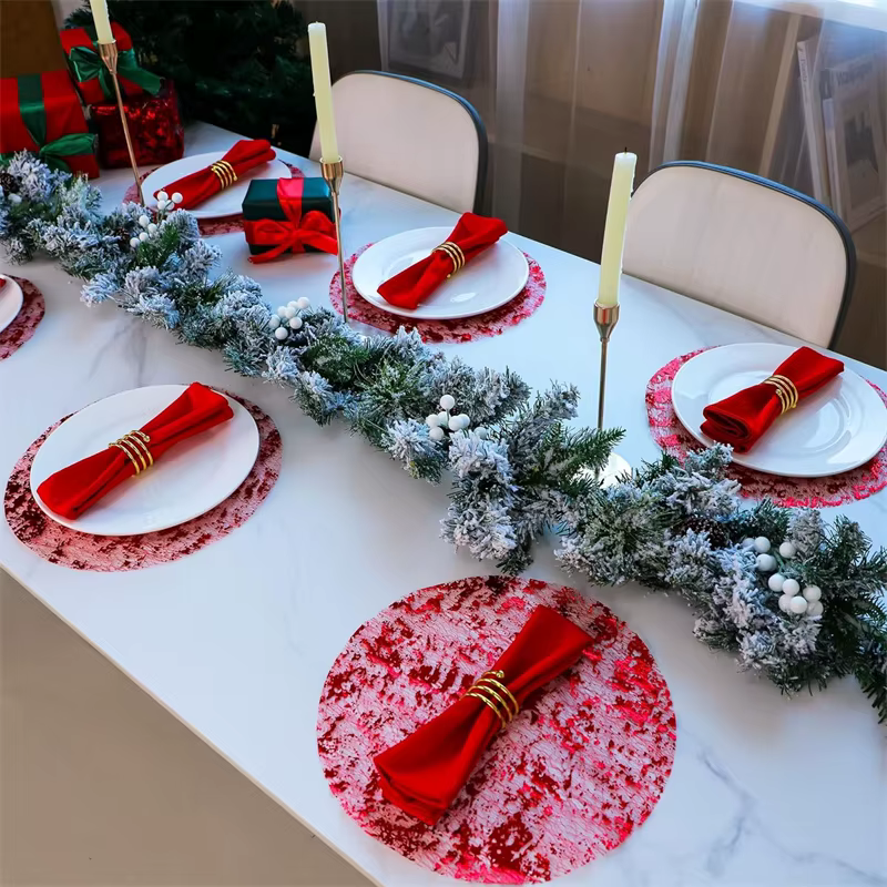 Set de Napperons Jetables Ronds en Feuille Métallique Dorée