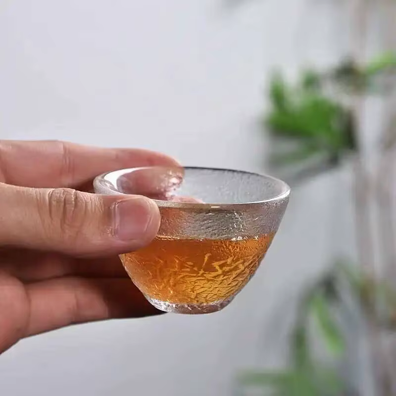 Tasse à thé en verre à grain de marteau japonais, tasse transparente en cristal, service à thé Kung Fu, petite tasse à thé pour propriétaire de la maison, bol à thé G