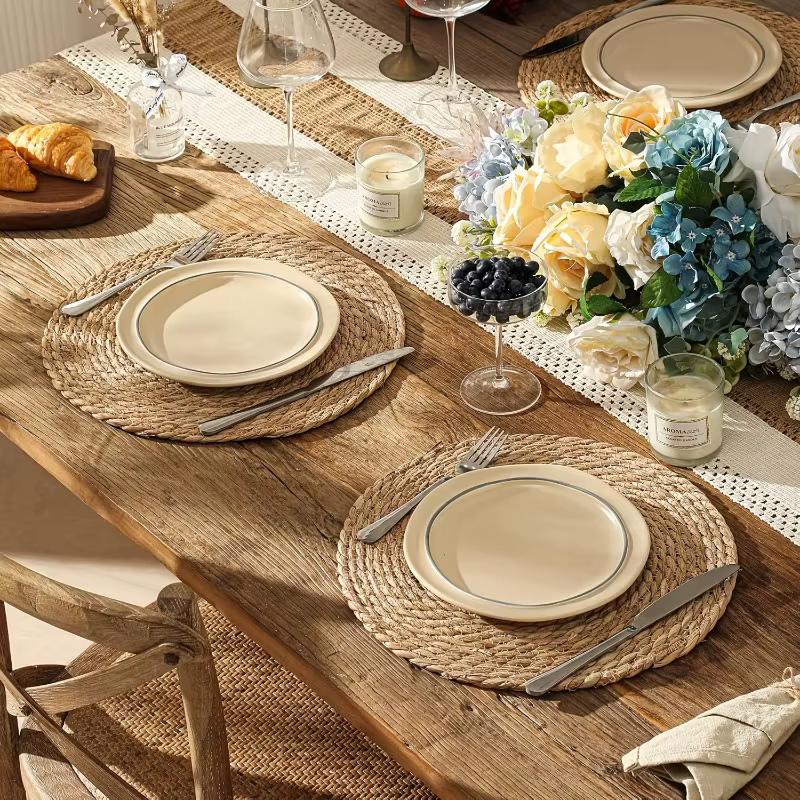 4 pièces de sets de table ronds en rotin
