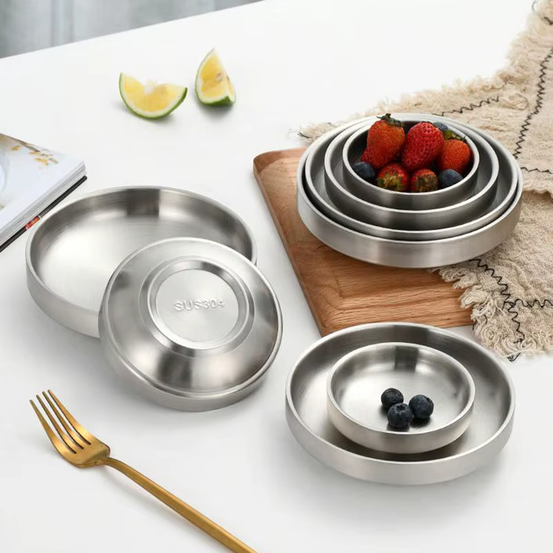 Assiette plate en acier inoxydable 201/304