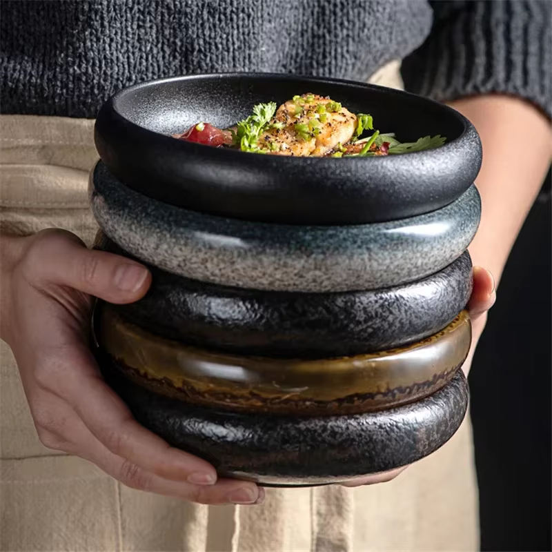 Plats à sushi en céramique rétro créatifs