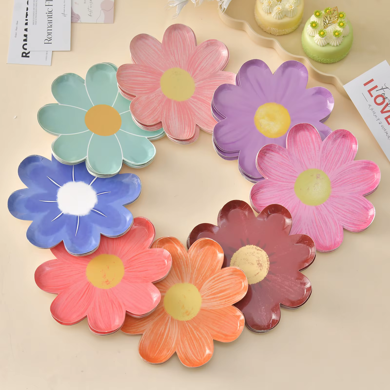 Assiette en papier jetable marguerite