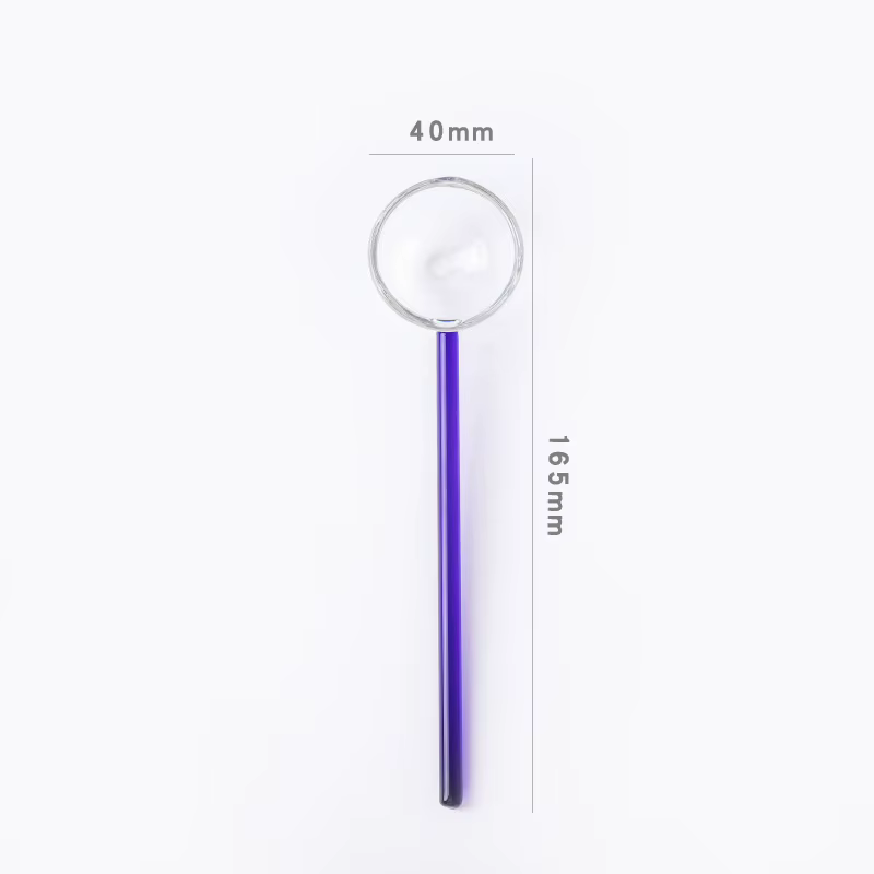 Cuillère en verre borosilicate écologique réutilisable avec brosses pour smoothies