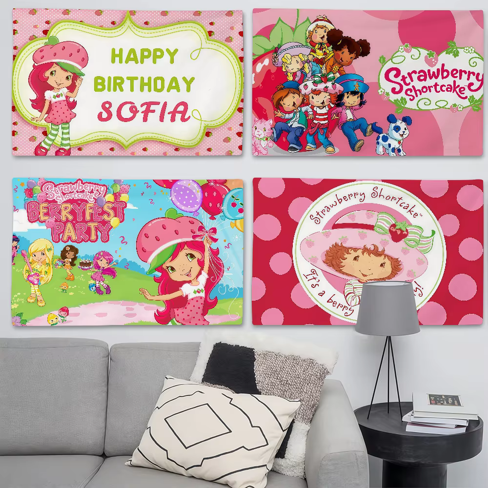 Drapeau de dessin animé S-Strawberry G-Girl, adapté pour les fêtes, les clubs, l'extérieur, la décoration murale intérieure, bannière, cadeau