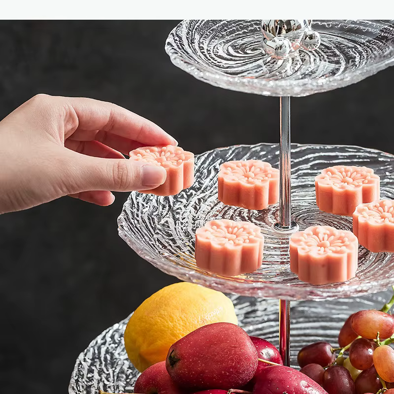 Plateau à fruits en verre à motif spiralé à 3 étages, plateau créatif pour desserts et gâteaux, plateau pour fruits secs, plateau de service, vaisselle de cuisine moléculaire