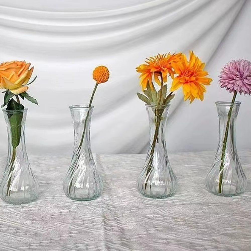 Lot de 6 mini-vases en verre transparents pour décoration de table
