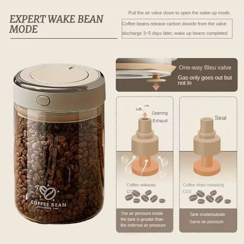 Bocaux de stockage hermétiques sous vide pour grains de café