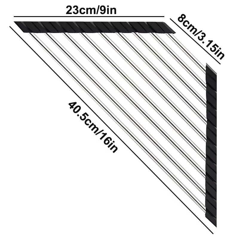 Égouttoir à vaisselle triangulaire enroulable