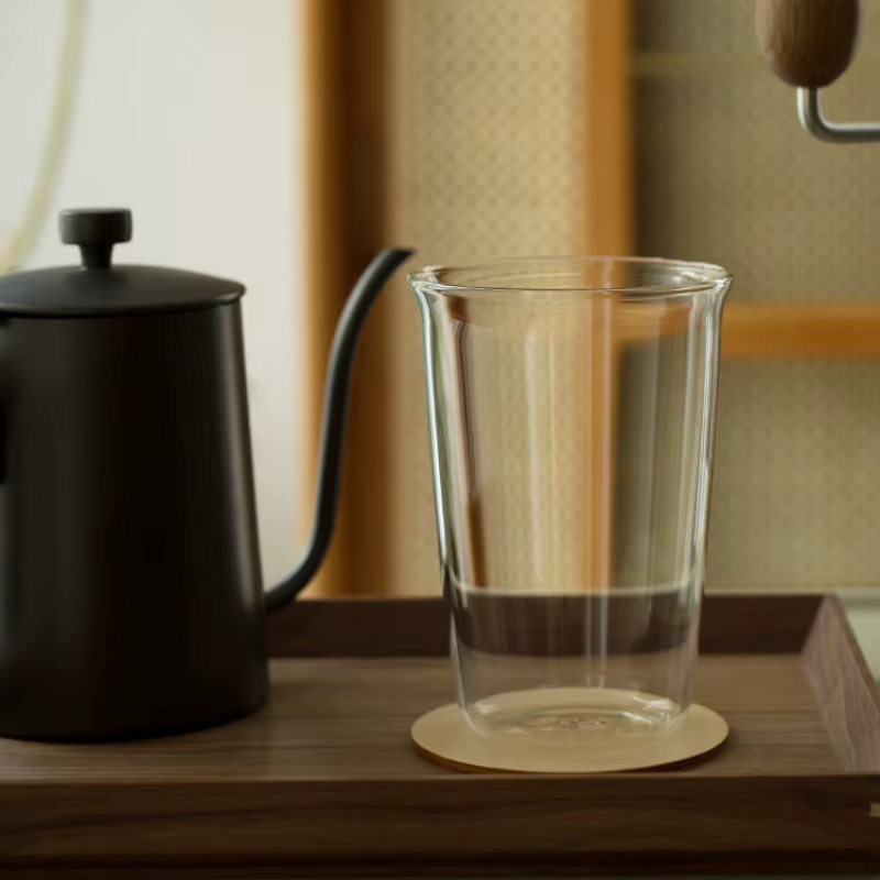 Verre café bouclé Latte tasse Transparent lait jus