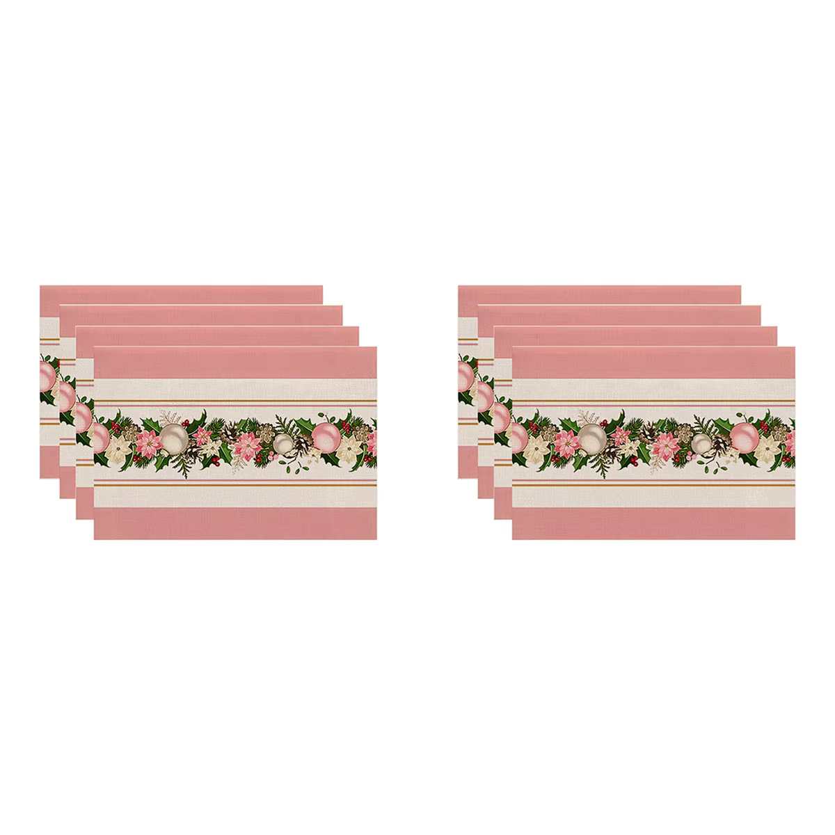 8PCS arbres de noël rose neige napperons