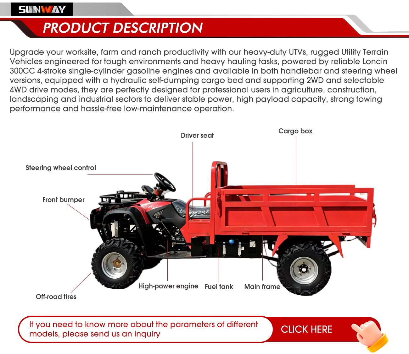 Véhicule utilitaire agricole 4x4 avancé de 400 cm³ avec remorque pour adultes, idéal pour le transport agricole et les services sur le terrain