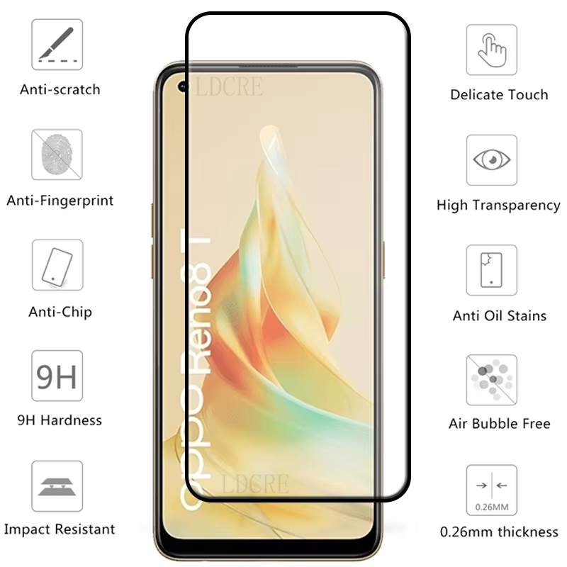 Verre de couverture complète pour OPPO Reno 8T verre pour Reno 8T verre trempé 9H HD protecteur d'écran pour OPPO Reno 8T Reno8 T verre d'objectif