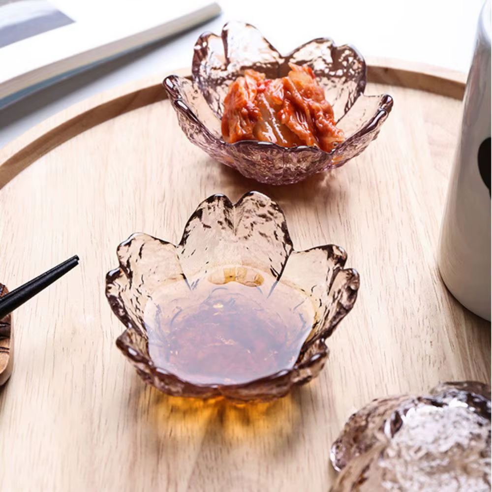Petit bol à sauce en verre moderne avec incrustation dorée