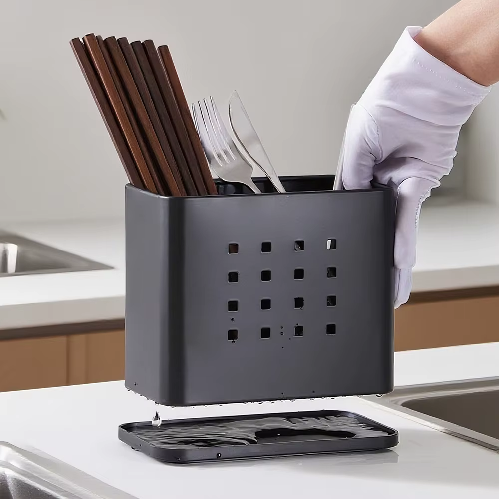 Support de séchage de couverts en métal noir – Style minimaliste moderne