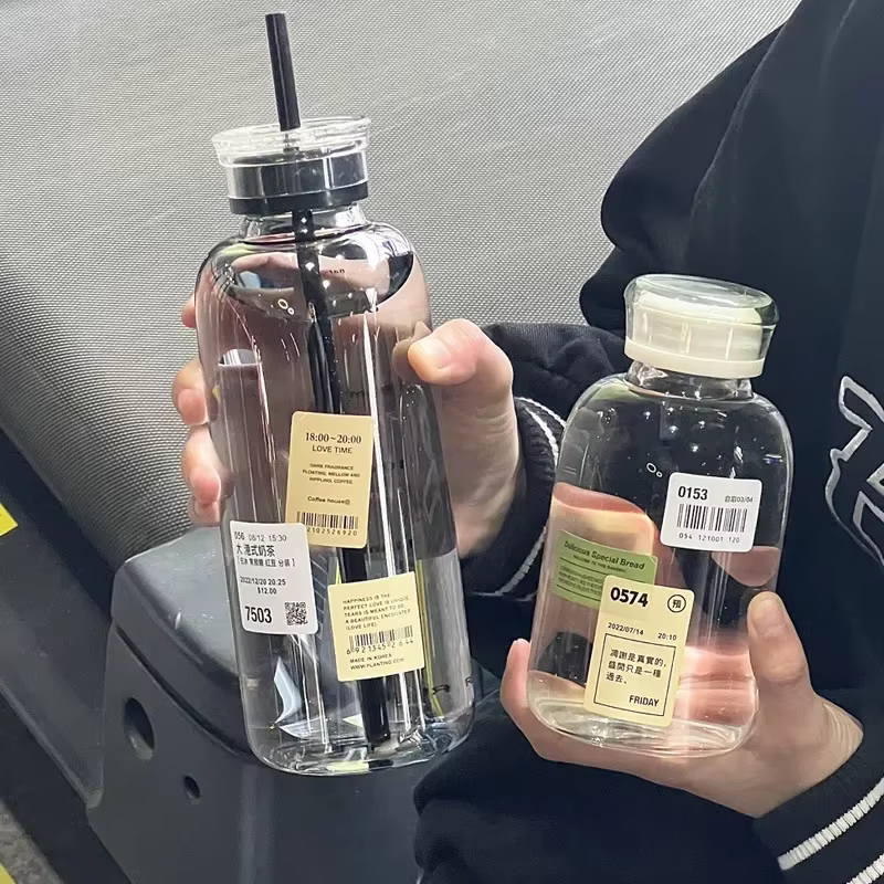 Ins-Bouteille d'eau en verre avec marqueur de temps