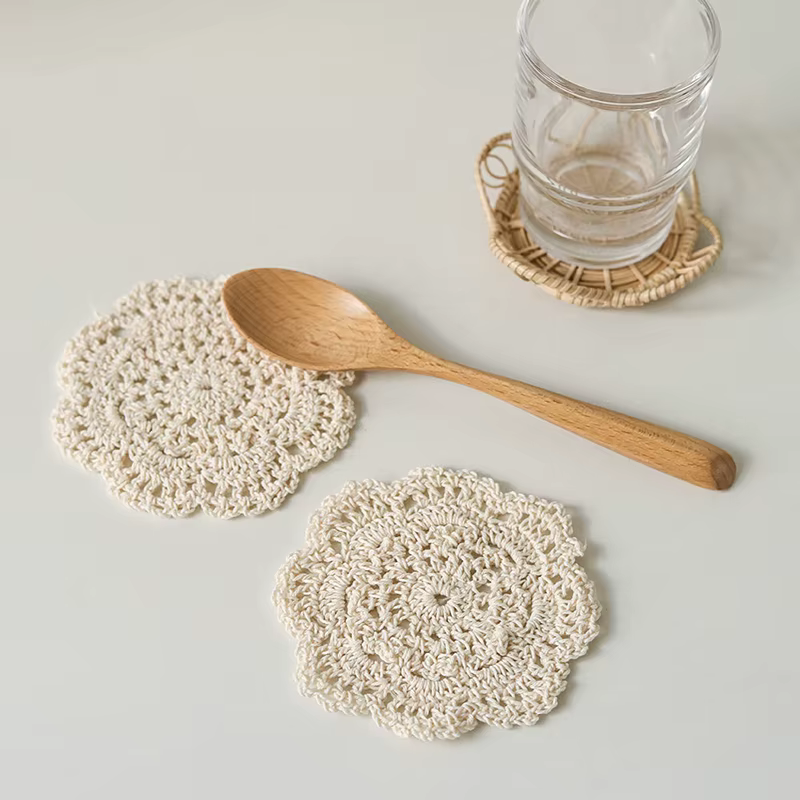 Sous-verres bohème en Crochet à fleurs