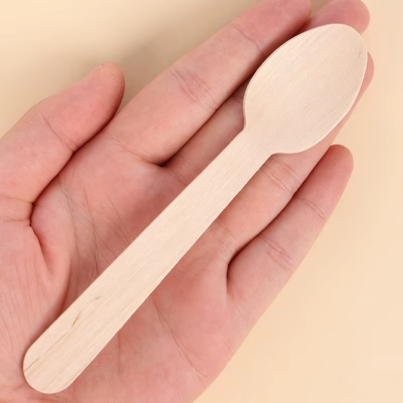 50 pièces jetable en bois cuillère fourchette ensemble de couverts mariages fêtes d'anniversaire Desserts gâteaux crème