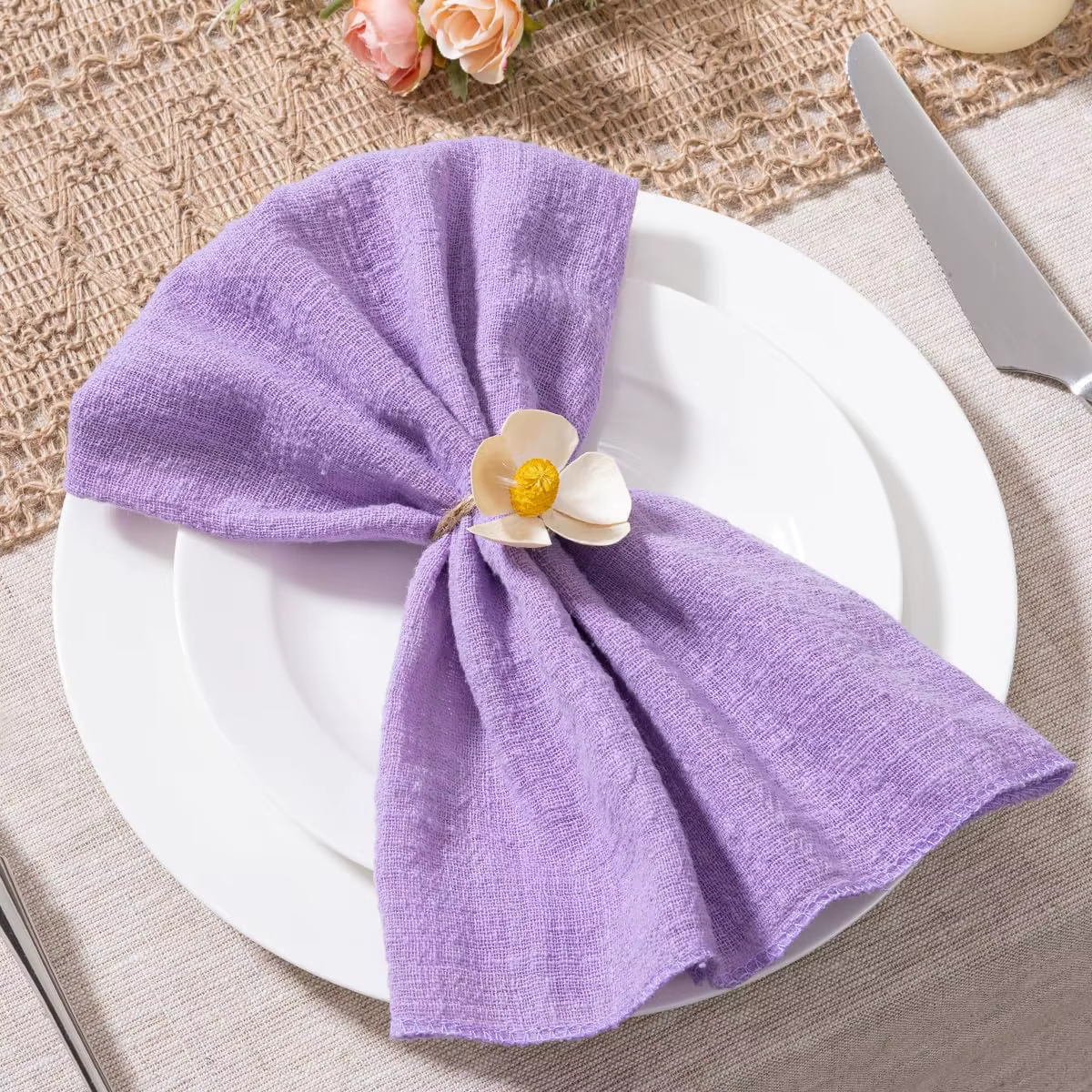 Ensemble de 6 Serviettes de Table en Coton Fait à la Main