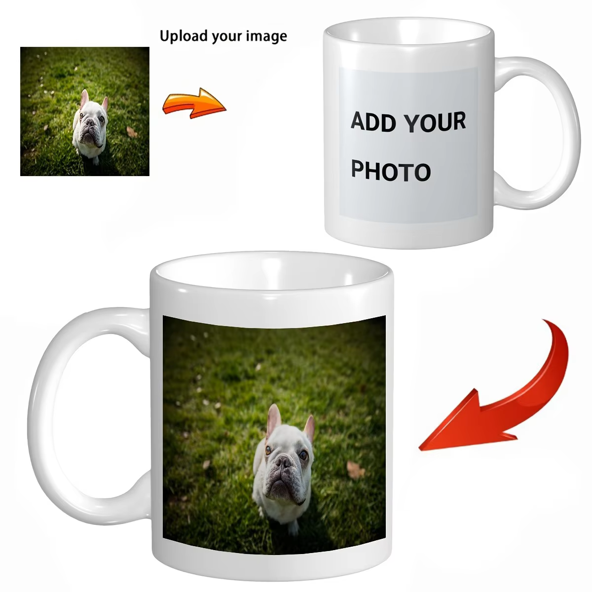 1 tasse en céramique personnalisée avec texte et photo sur mesure