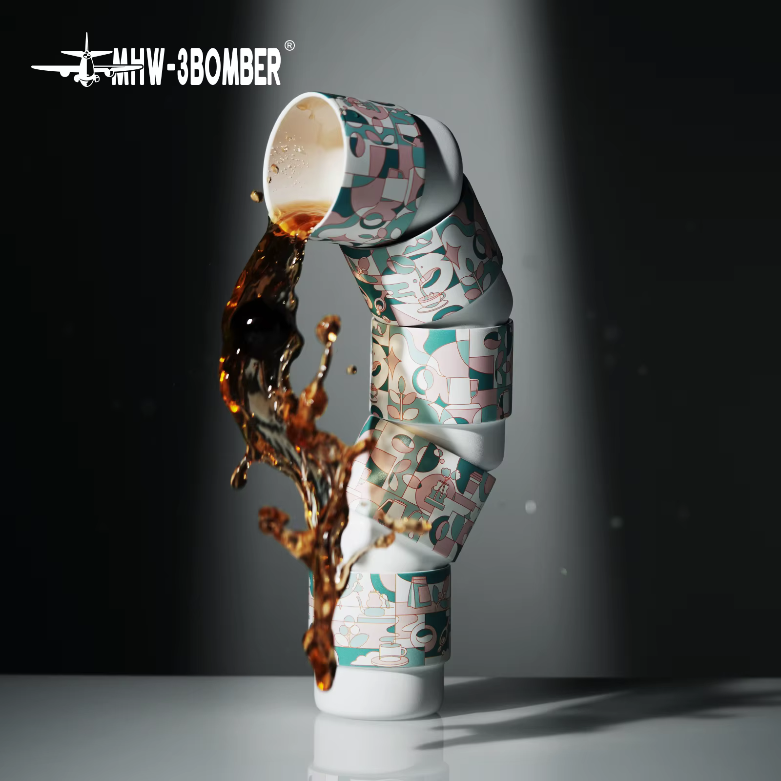 3BOMBER × Sttoke 220ml tasse à café tourbillonnante fond incurvé améliore l'arôme