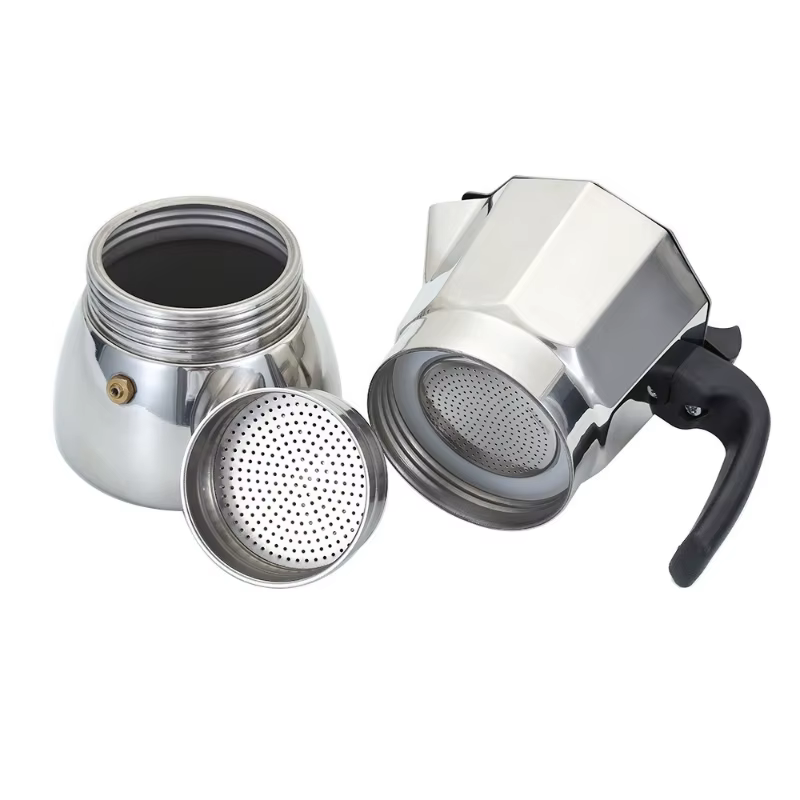 JUSTINLAU 150/300ML Cafetière Moka Octogonale Classique en Acier Inoxydable
