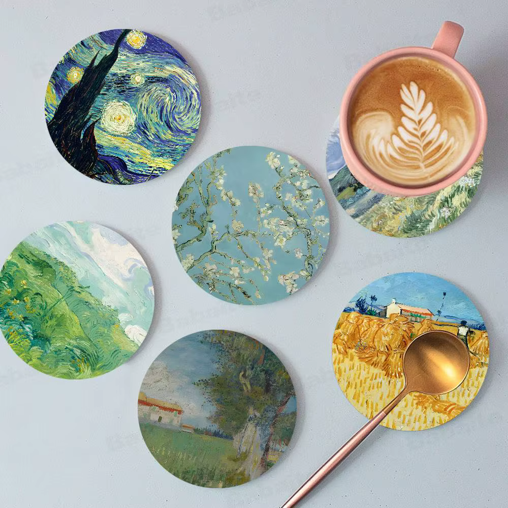 Sous-verres ronds en peinture à l'huile de Van Gogh