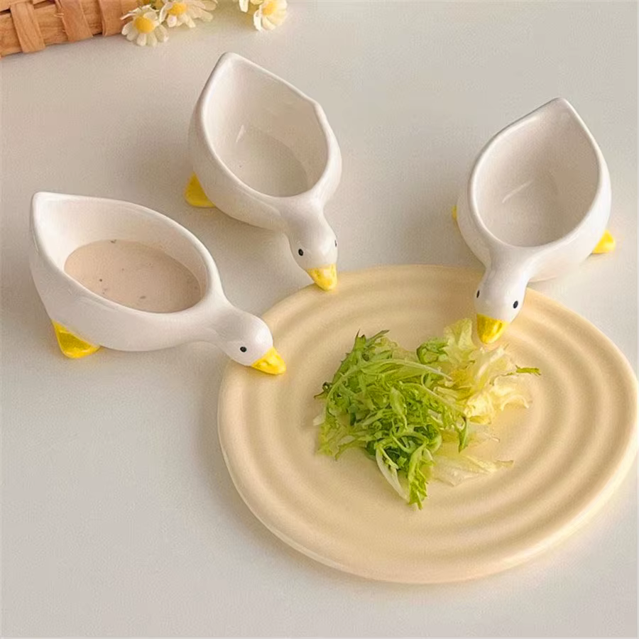 Plat d'assaisonnement de canard en céramique 2 pièces
