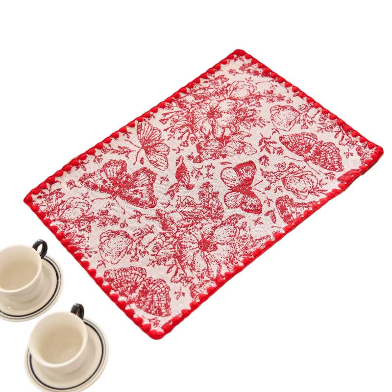Set de table en tissu jacquard floral brodé