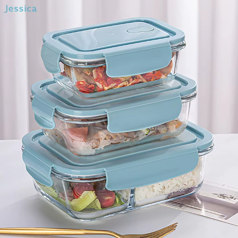 ♥ Boîte à Bento en verre borosilicate élevé avec couvercles