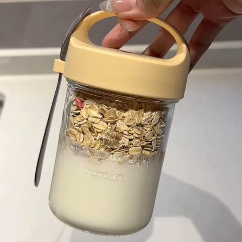 Pot en verre à large ouverture pour yaourt