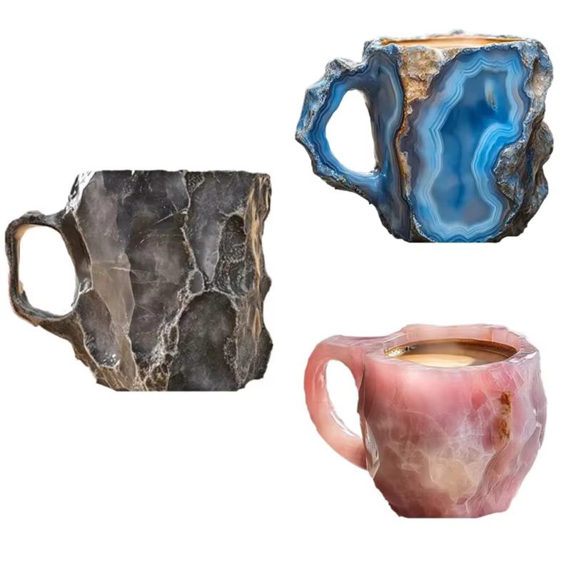 Tasse à café en cristal de géode douce et élégante