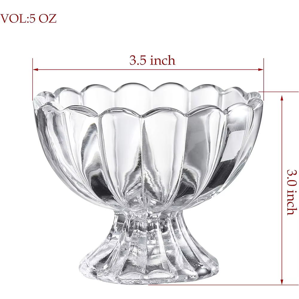 Bol à dessert en verre tulipe à pied de 5 oz – Idéal pour les coupes glacées