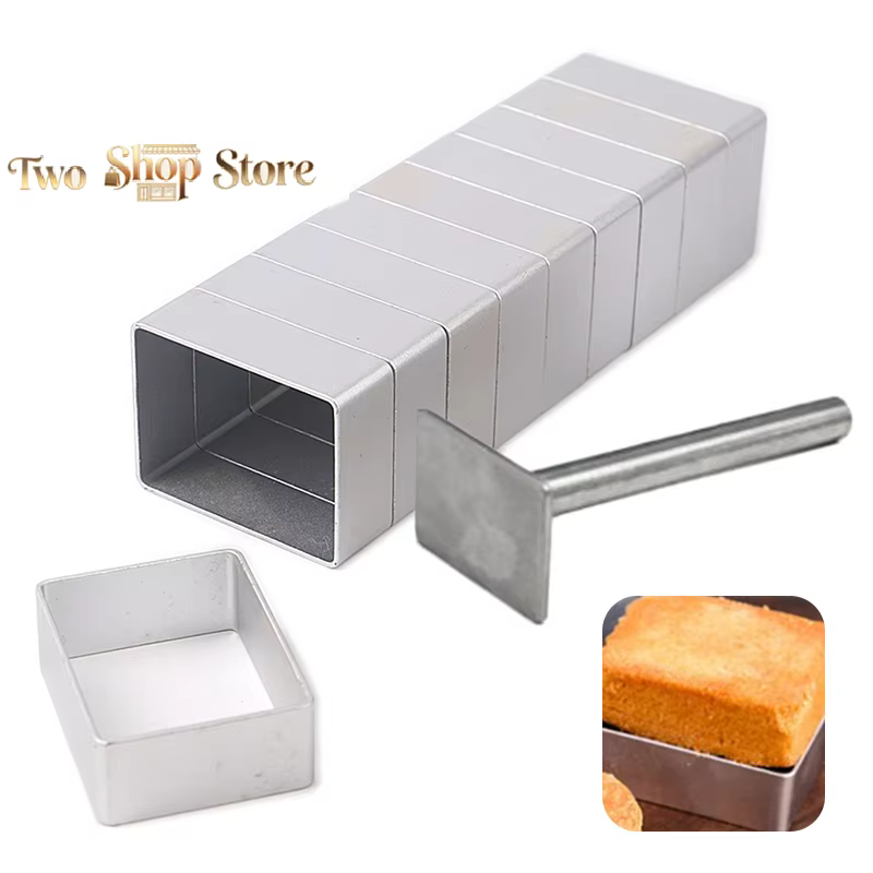 Moule à biscuits et à gâteaux en forme de rectangle, en acier inoxydable, avec poussoir, pour la décoration de gâteaux