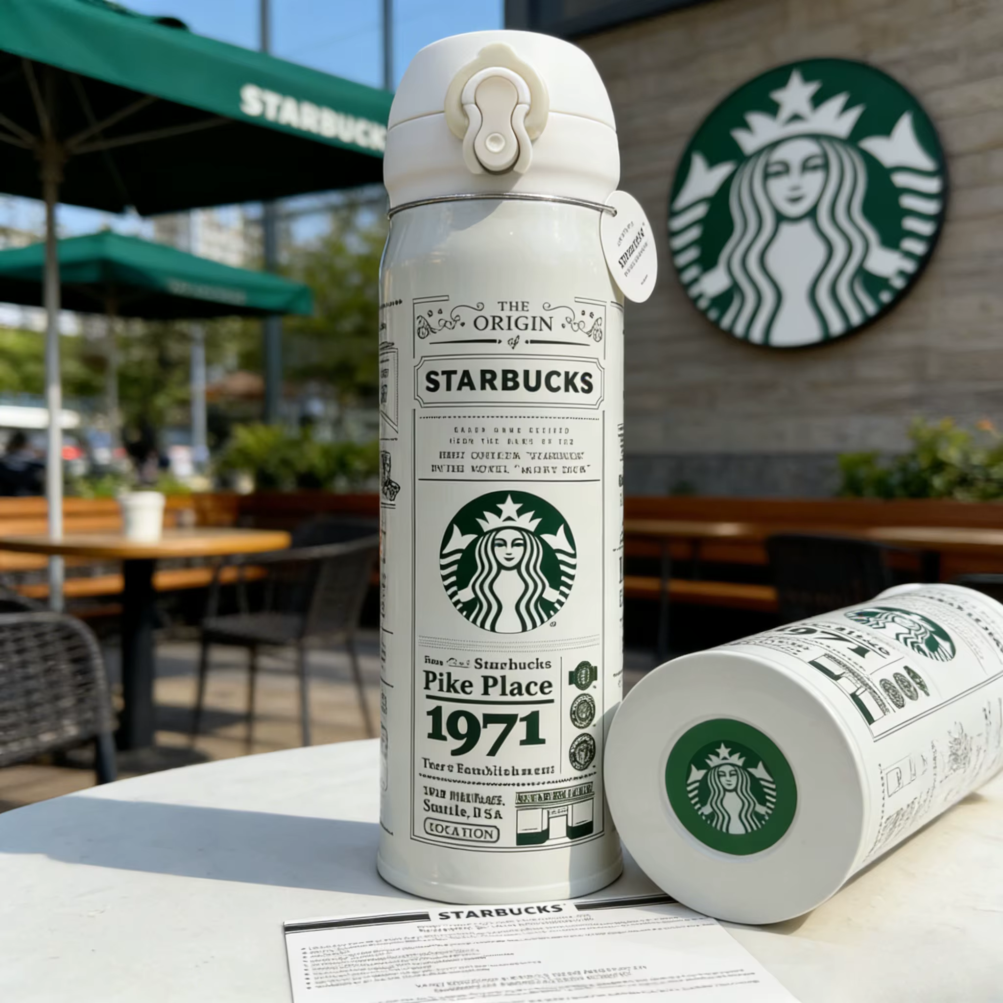 Starbucks 1971 Heritage Series – Tasse isotherme noire et blanche