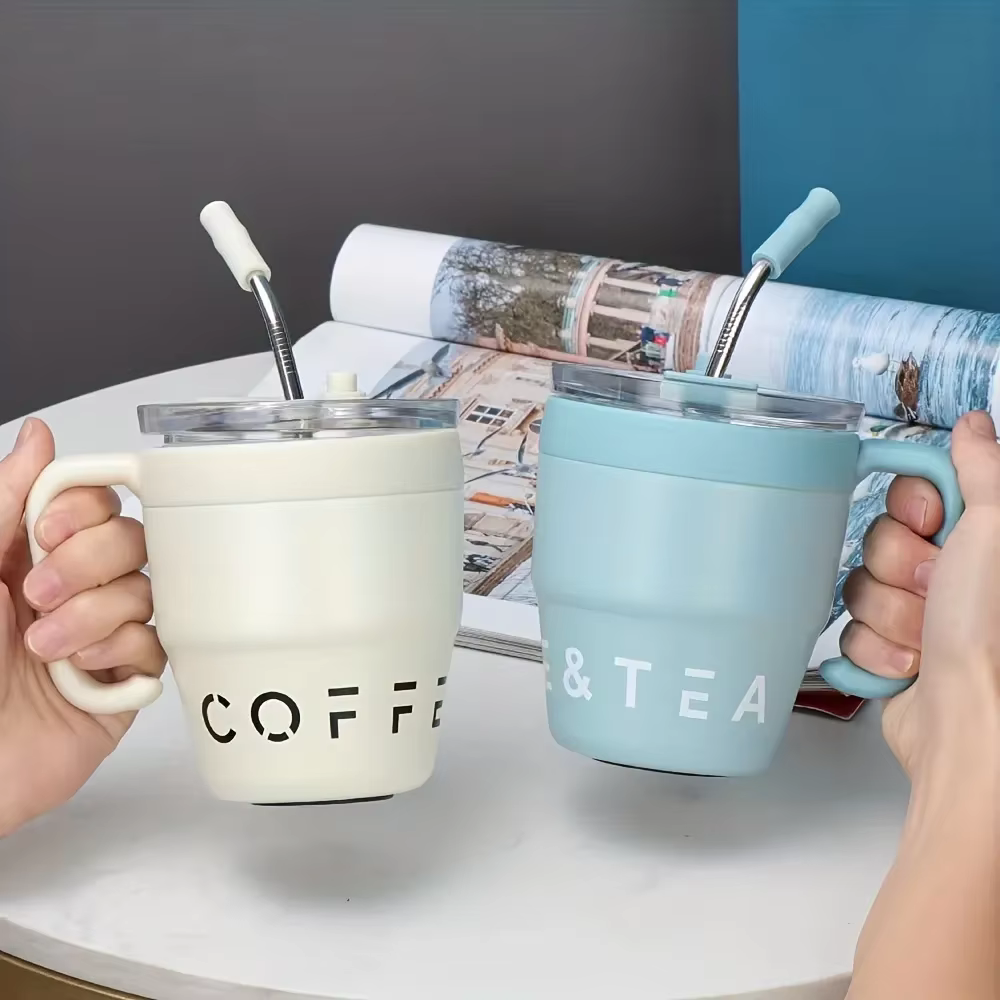 Tasse à café avec paille en acier inoxydable