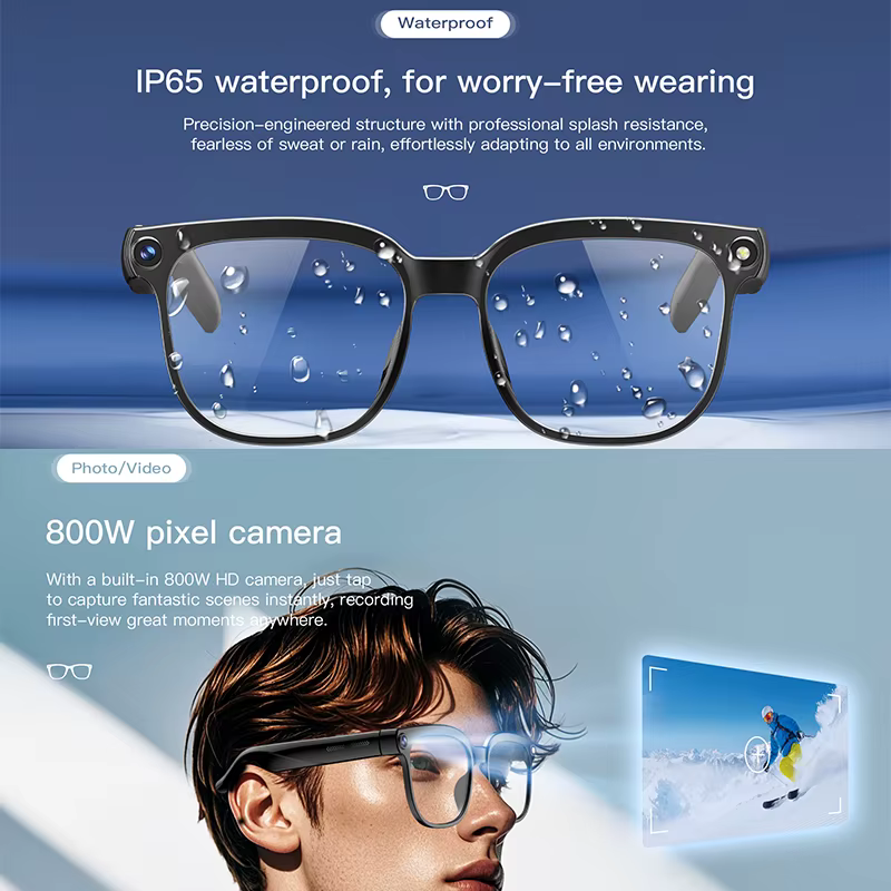 Lunettes intelligentes nouvelle technologie, assistant linguistique IA, enregistrement audio et vidéo, appel Bluetooth, traduction en temps réel, lunettes intelligentes