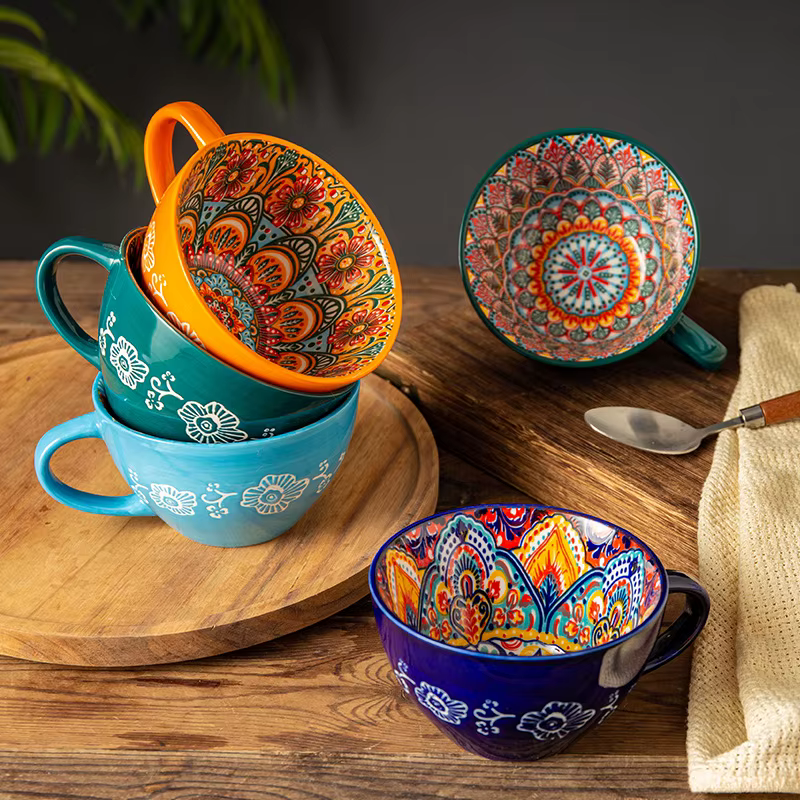 Tasse de petit déjeuner en céramique rétro