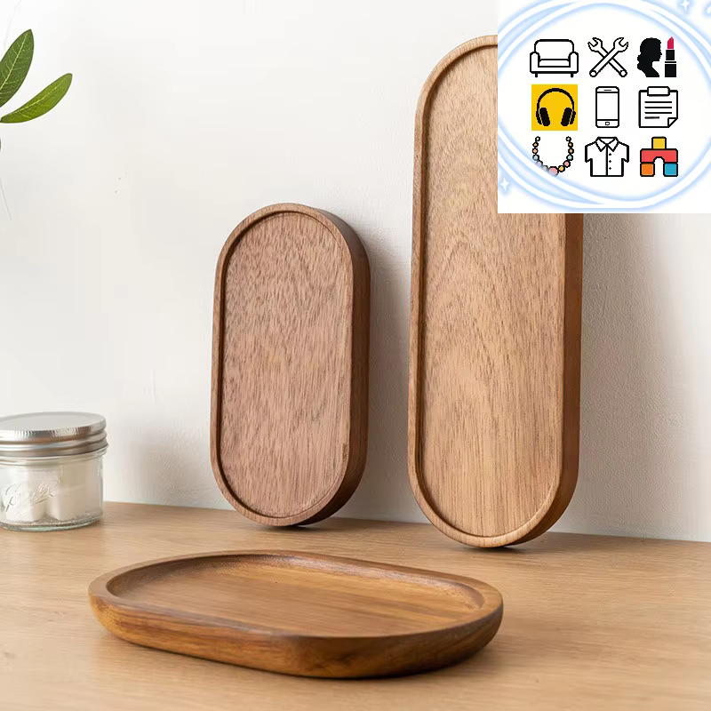 Vaisselle japonaise assiette en bois hêtre plateau ovale Mini assiette en bois massif assiette en bois entière pour enfants assiette en bois
