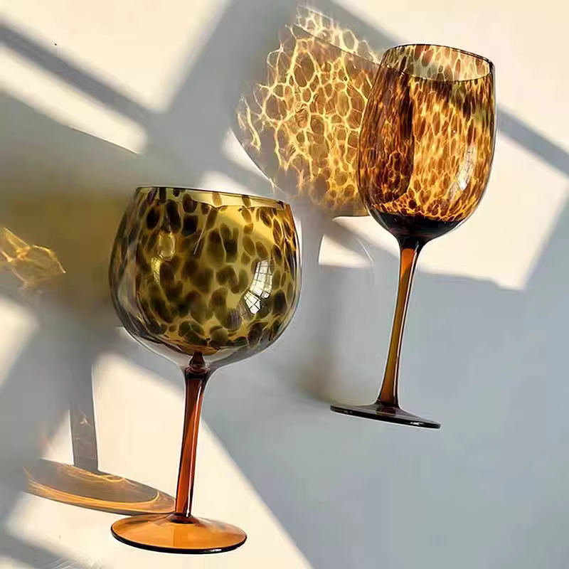Verre à vin en verre de cristal léopard Vintage