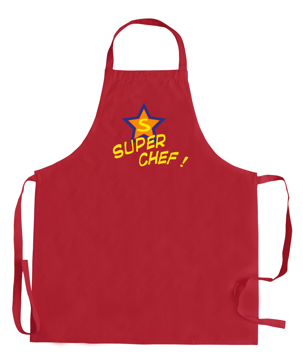 Tablier de cuisine adulte sans poche Super Chef recycl Rouge 72 x 90