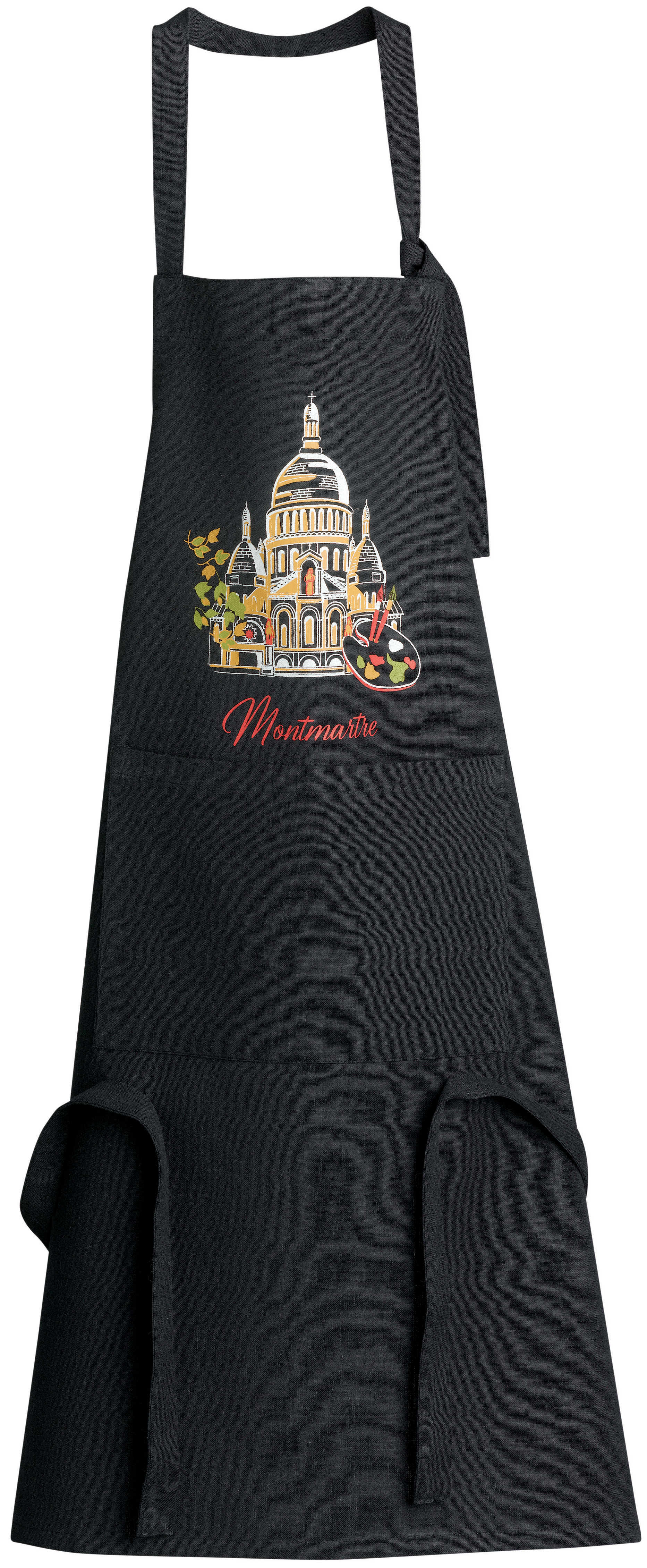 Tablier de cuisine recycl Montmartre avec poche Noir 85 x 72