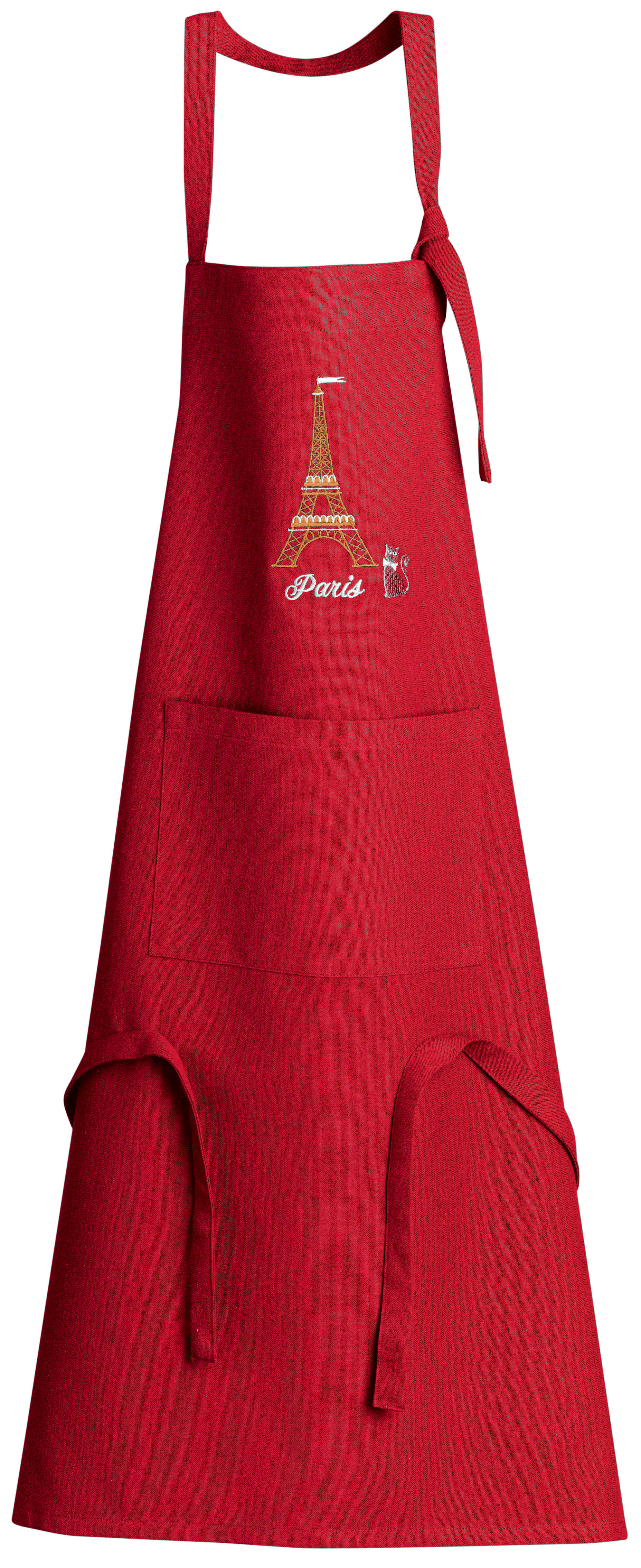 Tablier de cuisine recycl Tour Eiffel avec poche Rouge 85 x 72