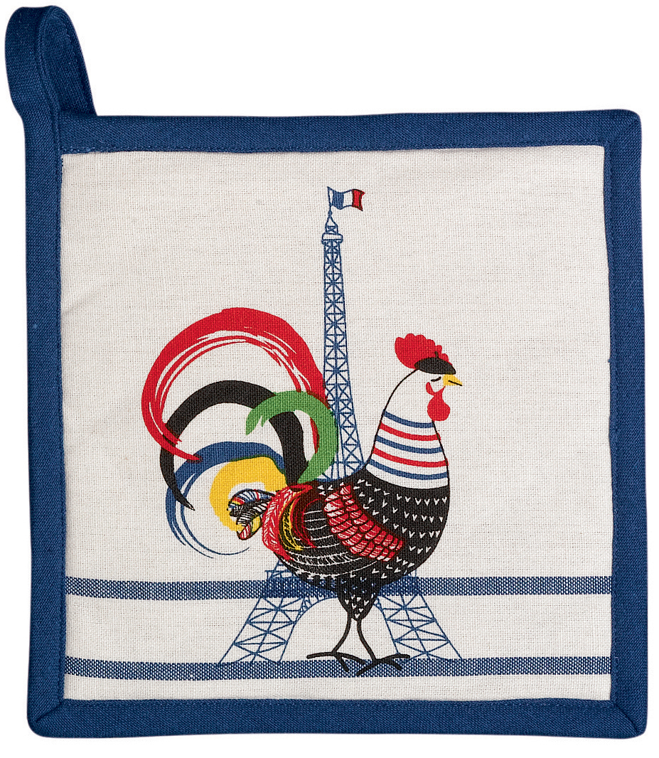 Manique recycl French Cocorico Ecru/bleu 20 x 20